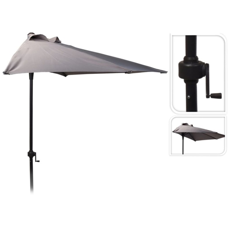 ProGarden Sonnenschirm 250 cm Halbrund Hellgrau ProGarden Sonnenschirm 250 cm Halbrund Hellgrau