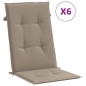 vidaXL Gartenstuhlauflagen für Hochlehner 6Stk. Taupe 120x50x3cm Stoff vidaXL Gartenstuhlauflagen für Hochlehner 6Stk. Taupe 120x50x3cm Stoff
