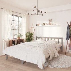 vidaXL Massivholzbett Grau Kiefer 135x190 cm