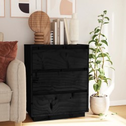 vidaXL Sideboard Schwarz 60x34x75 cm Massivholz Kiefer