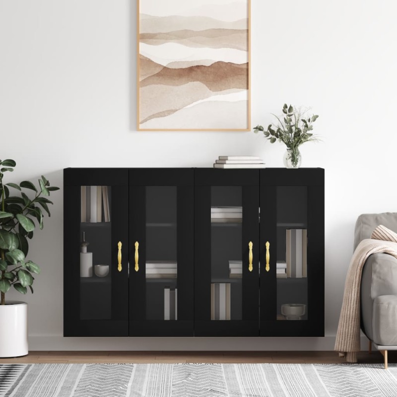 Wandschränke 2 Stk. Schwarz Holzwerkstoff Wandschränke 2 Stk. Schwarz Holzwerkstoff