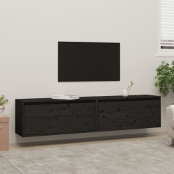 vidaXL Wandschränke 2 Stk. Schwarz 80x30x35 cm Massivholz Kiefer