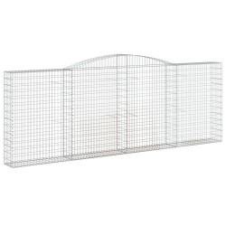vidaXL Gabione mit Hochbogen 400x30x140/160 cm Verzinktes Eisen