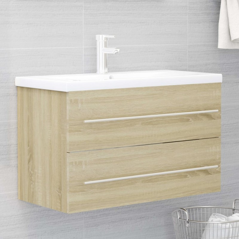 vidaXL Waschbeckenunterschrank Sonoma-Eiche 80x38,5x48cm Holzwerkstoff vidaXL Waschbeckenunterschrank Sonoma-Eiche 80x38,5x48cm Holzwerkstoff