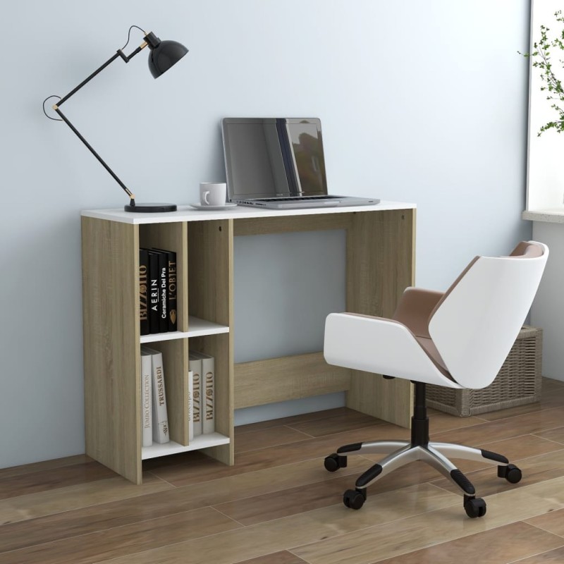 vidaXL Computertisch Weiß und Sonoma-Eiche 102,5x35x75cm Holzwerkstoff vidaXL Computertisch Weiß und Sonoma-Eiche 102,5x35x75cm Holzwerkstoff