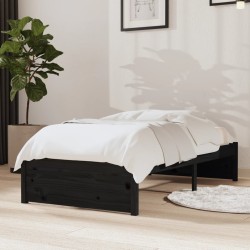 vidaXL Massivholzbett Schwarz 75x190 cm