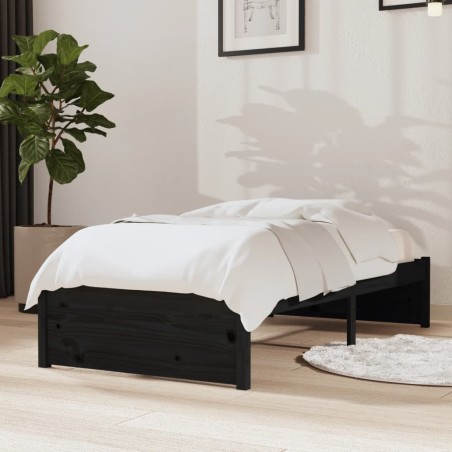 vidaXL Massivholzbett Schwarz 75x190 cm