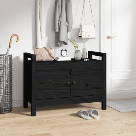 vidaXL Flurbank Schwarz 80x40x60 cm Massivholz Kiefer