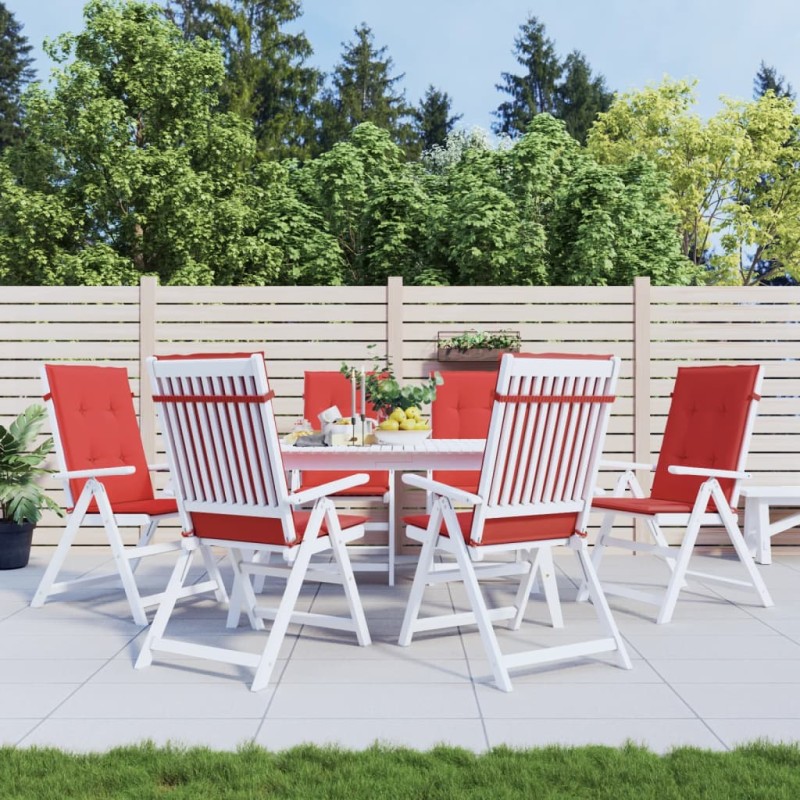 vidaXL Gartenstuhlauflagen für Hochlehner 6 Stk. Rot 120x50x3 cm Stoff vidaXL Gartenstuhlauflagen für Hochlehner 6 Stk. Rot 120x50x3 cm Stoff
