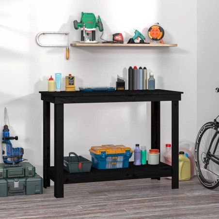 vidaXL Werkbank Schwarz 110x50x80 cm Massivholz Kiefer