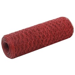 vidaXL Drahtzaun Stahl mit PVC-Beschichtung 25x0,5 m Rot