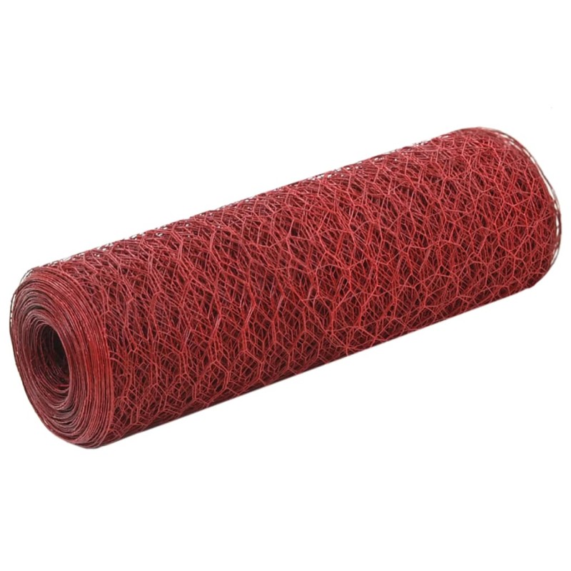 vidaXL Drahtzaun Stahl mit PVC-Beschichtung 25x0,5 m Rot vidaXL Drahtzaun Stahl mit PVC-Beschichtung 25x0,5 m Rot