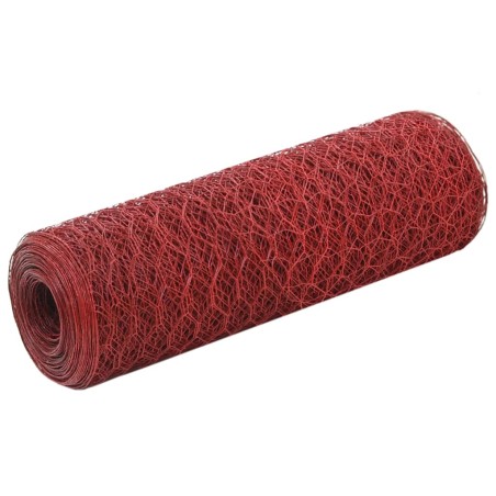 vidaXL Drahtzaun Stahl mit PVC-Beschichtung 25x0,5 m Rot
