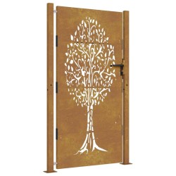 vidaXL Gartentor 105x205 cm Cortenstahl Baum-Design