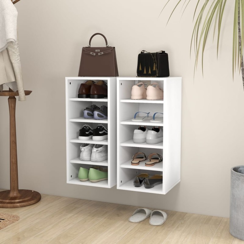 vidaXL Schuhschränke 2 Stk. Weiß 31,5x35x70 cm Holzwerkstoff vidaXL Schuhschränke 2 Stk. Weiß 31,5x35x70 cm Holzwerkstoff