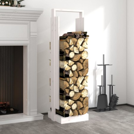 vidaXL Kaminholzhalter Weiß 33,5x30x110 cm Massivholz Kiefer