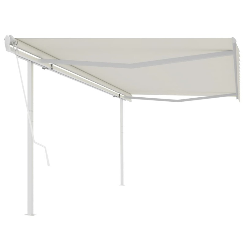 vidaXL Markise Automatisch Einziehbar mit Pfosten 5x3,5 m Creme vidaXL Markise Automatisch Einziehbar mit Pfosten 5x3,5 m Creme