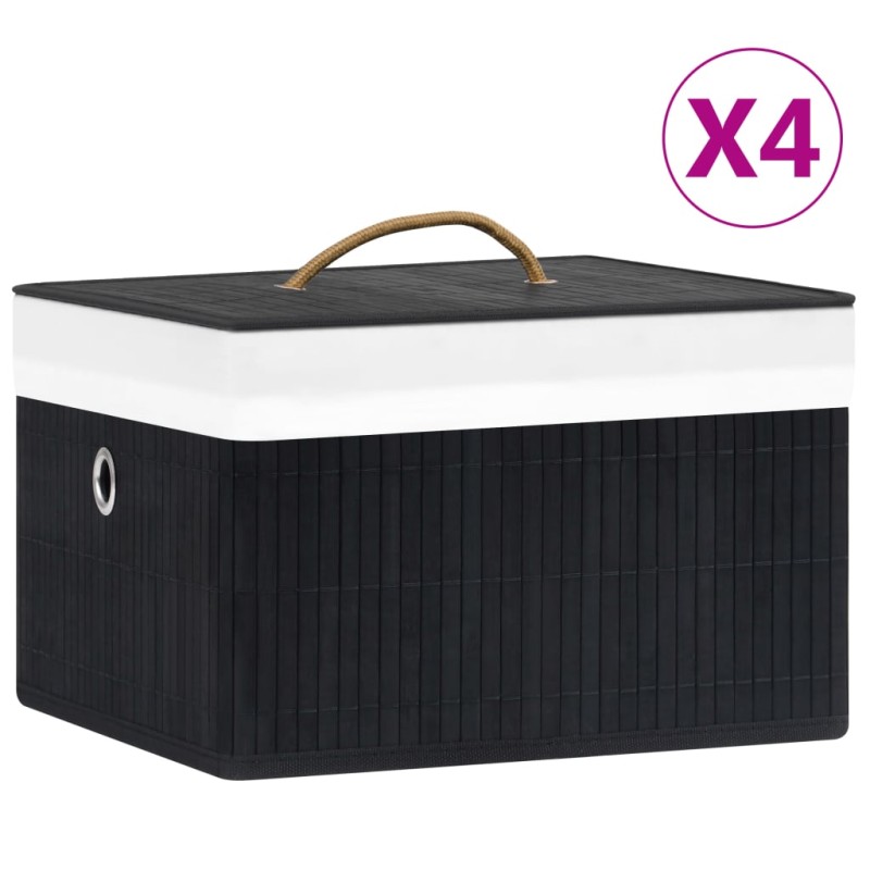 vidaXL Bambus Aufbewahrungsboxen 4 Stk. Schwarz vidaXL Bambus Aufbewahrungsboxen 4 Stk. Schwarz