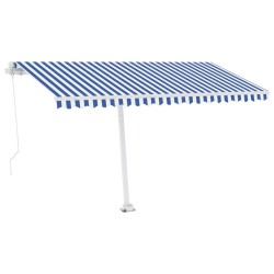 vidaXL Standmarkise Manuell Einziehbar 400x300 cm Blau/Weiß