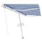 vidaXL Standmarkise Manuell Einziehbar 400x300 cm Blau/Weiß