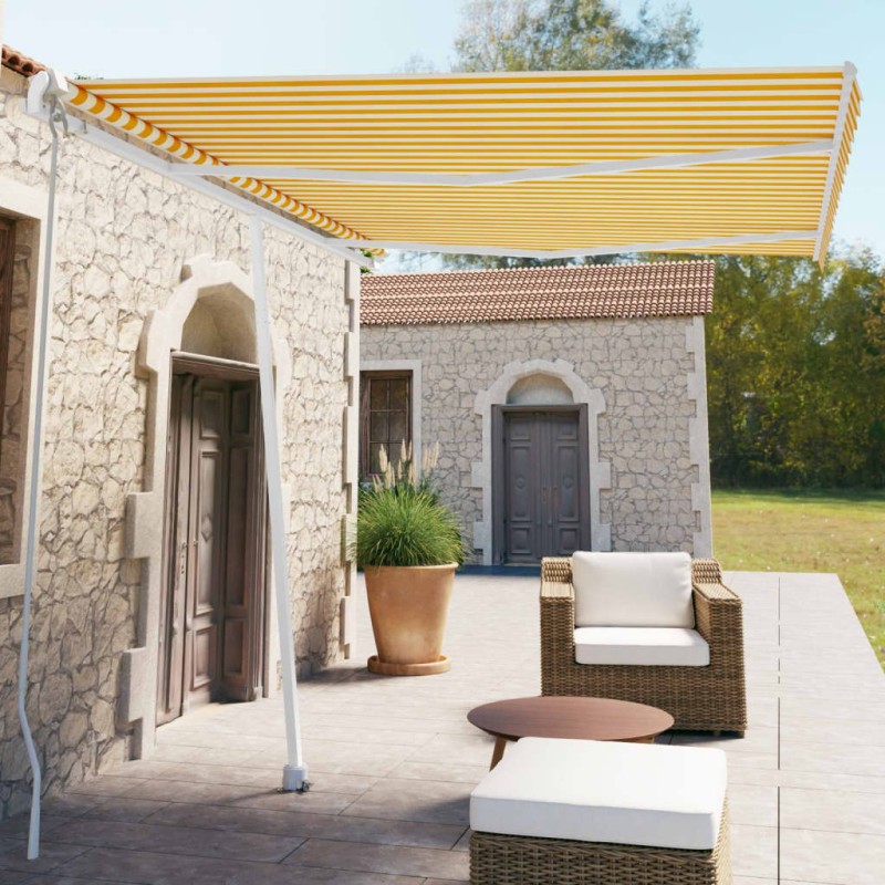 vidaXL Gelenkarmmarkise mit Pfosten 350x250 cm Gelb & Weiß vidaXL Gelenkarmmarkise mit Pfosten 350x250 cm Gelb & Weiß