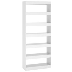 vidaXL Bücherregal/Raumteiler Hochglanz-Weiß 80x30x198cm Holzwerkstoff