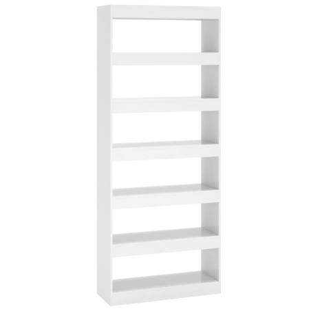 vidaXL Bücherregal/Raumteiler Hochglanz-Weiß 80x30x198cm Holzwerkstoff
