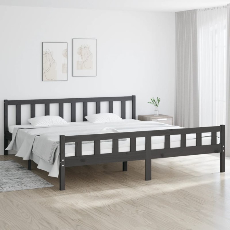 vidaXL Massivholzbett Grau 200x200 cm vidaXL Massivholzbett Grau 200x200 cm