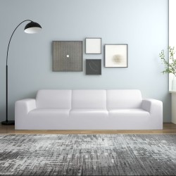vidaXL Stretch Sofahusse 4-Sitzer Weiß Polyester-Jersey  