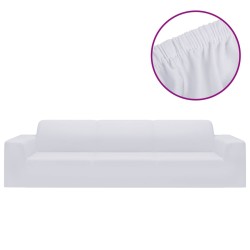vidaXL Stretch Sofahusse 4-Sitzer Weiß Polyester-Jersey  