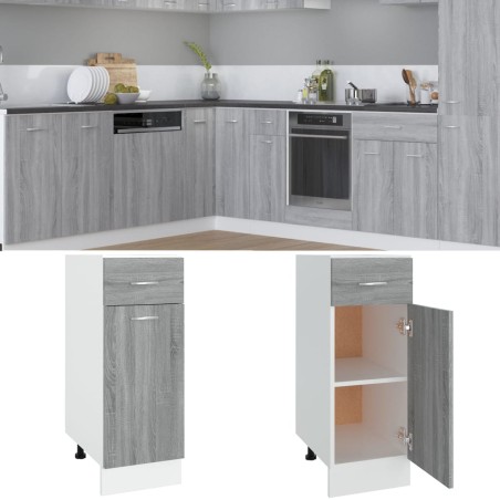 vidaXL Unterschrank mit Schublade Grau Sonoma 30x46x81,5 cm