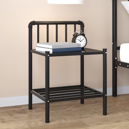 vidaXL Nachttisch Schwarz 45x34,5x62,5 cm Metall und Glas