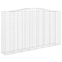 vidaXL Gabione mit Hochbogen 400x50x220/240 cm Verzinktes Eisen
