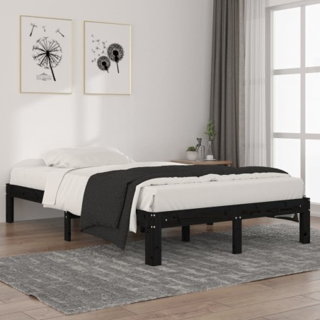 vidaXL Massivholzbett Schwarz Kiefer 120x200 cm