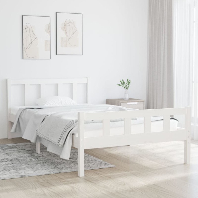 vidaXL Massivholzbett Weiß 90x200 cm vidaXL Massivholzbett Weiß 90x200 cm