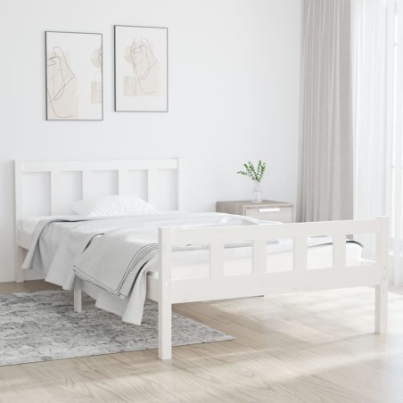 vidaXL Massivholzbett Weiß 90x200 cm