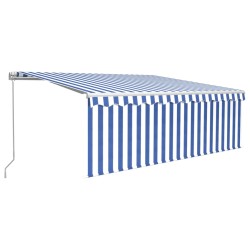 vidaXL Gelenkarmmarkise mit Rollo 4,5x3 m Blau & Weiß