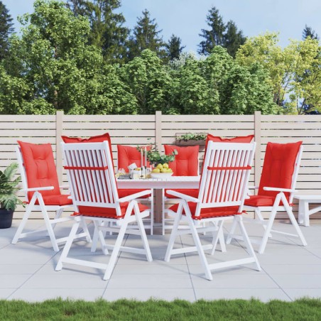 Gartenstuhlauflagen für Hochlehner 6 Stk. Rot 120x50x7 cm Stoff