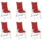 Gartenstuhlauflagen für Hochlehner 6 Stk. Rot 120x50x7 cm Stoff Gartenstuhlauflagen für Hochlehner 6 Stk. Rot 120x50x7 cm Stoff