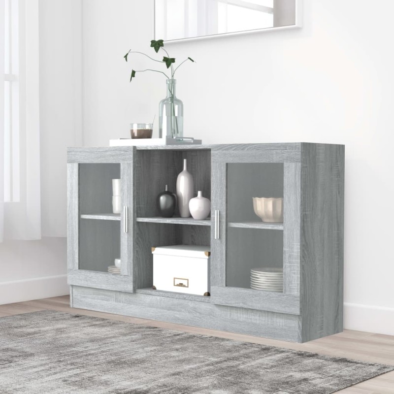 vidaXL Vitrinenschrank Grau Sonoma 120x30,5x70 cm Holzwerkstoff vidaXL Vitrinenschrank Grau Sonoma 120x30,5x70 cm Holzwerkstoff