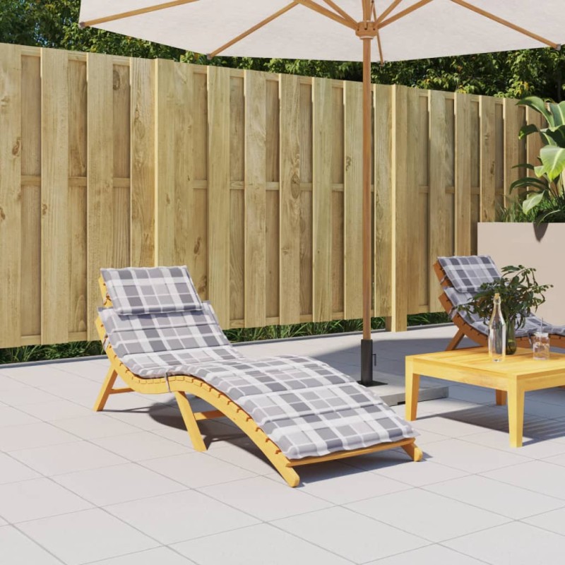 Sonnenliegen-Auflage Grau Karomuster 186x58x3 cm Oxford-Gewebe Sonnenliegen-Auflage Grau Karomuster 186x58x3 cm Oxford-Gewebe