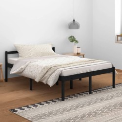 vidaXL Massivholzbett Schwarz Kiefer 140x200 cm