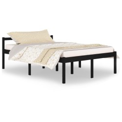 vidaXL Massivholzbett Schwarz Kiefer 140x200 cm