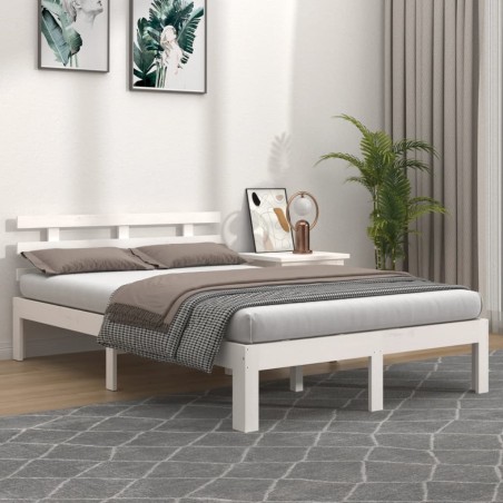 vidaXL Massivholzbett Weiß 140x190 cm