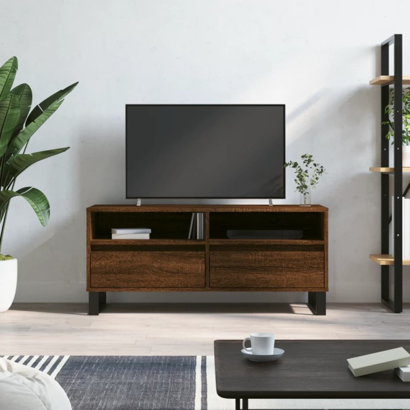 vidaXL TV-Schrank Braun Eichen-Optik 100x34,5x44,5 cm Holzwerkstoff vidaXL TV-Schrank Braun Eichen-Optik 100x34,5x44,5 cm Holzwerkstoff
