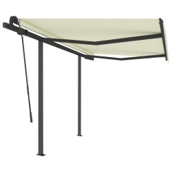 vidaXL Gelenkarmmarkise mit Pfosten 3x2,5 m Creme