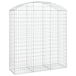 vidaXL Gabione mit Hochbogen 150x50x160/180 cm Verzinktes Eisen