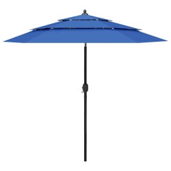 vidaXL Sonnenschirm mit Aluminium-Mast 3-lagig Azurblau 2,5 m