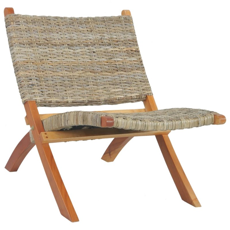 vidaXL Relaxstuhl Natur Kubu-Rattan und Massivholz Mahagoni vidaXL Relaxstuhl Natur Kubu-Rattan und Massivholz Mahagoni