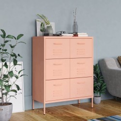 vidaXL Schubladenschrank Rosa 80x35x101,5 cm Stahl    
